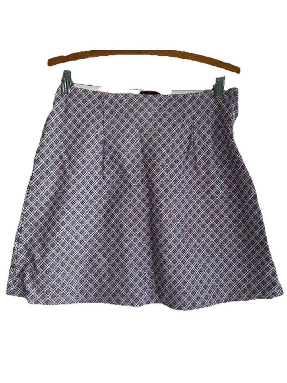 VTG 90s Enchante Collection Juniors Mini Skirt Sz 11 Blue Red Plaid Geek Preppy
